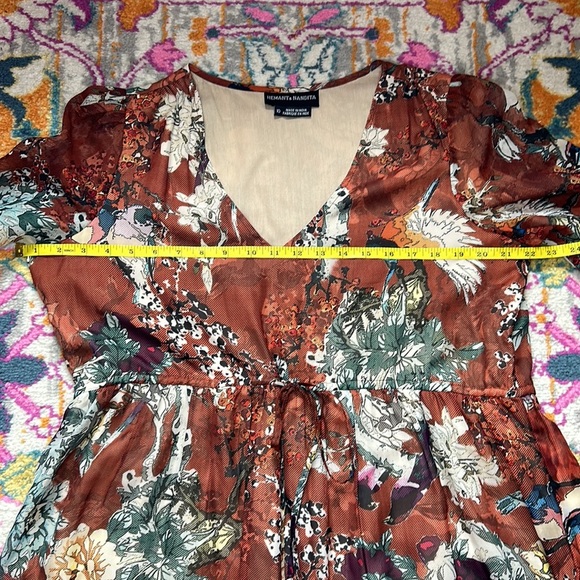 Anthropologie Hemant & Nandita Zeri Tiered Floral Ruffle Dress Size 10 - Picture 13 of 15